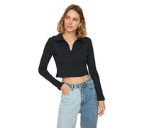 Trendyol Blu Navy Crop Camicetta Lavorata a Camicia da Donna, Marina Militare, XL