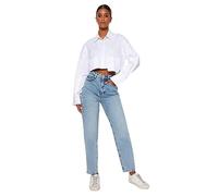 TRENDYOL Light Blue High Waist Mom Jeans Twoaw24je00076, Azzurro, 36 Donna