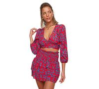 Trendyol Blumenmuster Gipeli Sub-Top-Team, Completo di gonna Da donna, Red, 40