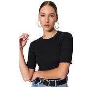 Trendyol Blusa-Nero-Aderente Camicia, M Donna