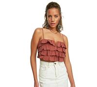 Trendyol Braune Frilly Crop-gewebte Bluse, Camicetta da Donna, Brown, 34