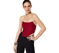 Trendyol, Burgundy Strapless Bustier, Burgundy, 34