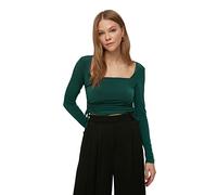 Trendyol Camicetta Aderente in Maglia con Colletto Quadrato Camicia, Smeraldo, XL Donna