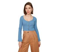 Trendyol Camicetta Cablaggio Blu Abbottonata Camicia da Donna, S