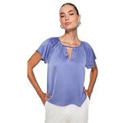 Trendyol Camicetta da Donna a Maniche Corte Blouse, Blu, 42
