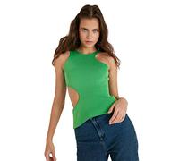 Trendyol Camicetta da Donna Slim Aderente con Scollo all'Americana, Verde, S