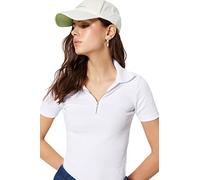Trendyol Camicetta da Donna Slim Fit Basic con Collo a Polo Camicia, Bianco, S