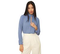 TRENDYOL Camicetta dettagliata da Donna del Colletto Blu Blouse, Blu, 48