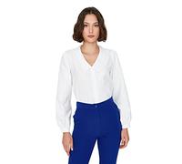 Trendyol Camicia in Tessuto con Colletto alla Peter Pan, Bianco, 46 Donna