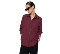 Trendyol Camicia da Donna Dritto Manica Lunga Plus Size, Borgogna Scuro, 44