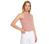 Trendyol Donna Camicetta Slim Fit Basic con Colletto Asimmetrico, Rosa essiccata, S