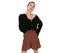 Trendyol Cardigan a Maglia con Scollo a V Regolare da Donna, Nero, M