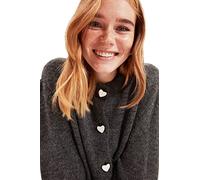 Trendyol Cardigan con Bottoni a Forma di Cuore, Colore: Antracite Sweater, Grigio, L Donna