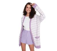Trendyol Cardigan da Donna Oversize con Scollo a V, Viola, M