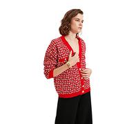 Trendyol Cardigan da Donna Standard Standard con Scollo a V, Rosso, S