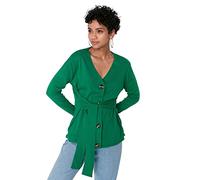 Trendyol Cardigan Donna Regolare Standard Scollo A V Maglieria Maglione, Verde, S