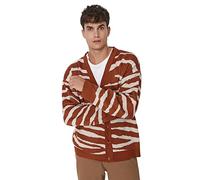 Trendyol Cardigan in Tessuto con Scollo a V Standard Maglione, Cammello, S Uomo