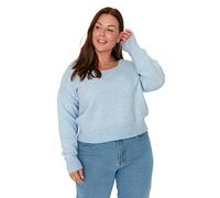 Trendyol Colletto Quadrato Plain Regular Plus Size Maglione Maglia di Tuta, Azzurro, XXX-Large Donna