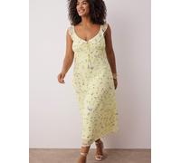 Trendyol Curve Abito giallo pastello / verde / lilla Donna Trendyol Curve 48