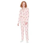 Trendyol Damen 2er-Pack Herz Lange Ärmel Lounge/Zuhause Tailliert Pyjama-Set Pigiama, Pink, L (Pacco da 2) da Donna
