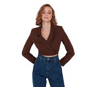 Trendyol Damen Ernte Plain Webstoff Jacken & Westen Cappotto, Brown, 40 da Donna