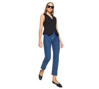 Trendyol Damen Gerade Hohe Taille Jeans, Dark Blue, 38 da Donna
