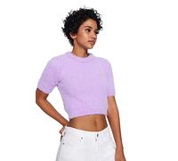 TRENDYOL Damen Gerade Kurzarm Schlank Die Bluse Blouse, Lilla, S Donna