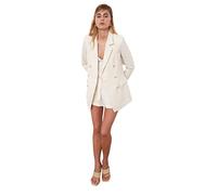 Trendyol Damen Gerade Lange Ärmel übergröße Blazerjacke Blazer, Stone, 46 da Donna