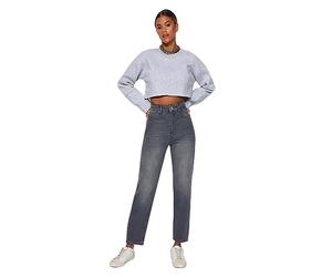 Trendyol Damen Gerade Mama Hohe Taille Jeans, Gray, 42 da Donna