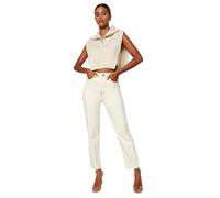 Trendyol Damen Gerade Mama Hohe Taille Jeans, Ecru, 38 da Donna