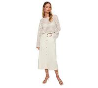 Trendyol Damen Gerade Maxi Basic Eine Linie Rock Gonna, Ecru, 38 Donna