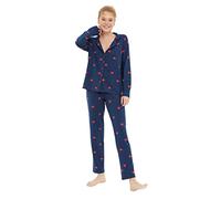 Trendyol Damen Herz Webstoff Pyjama Set Pigiama, Navy Blue, XL da Donna