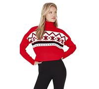 Trendyol Dolcevita con Slogan Aderente Maglia di Tuta, Rosso, M Donna