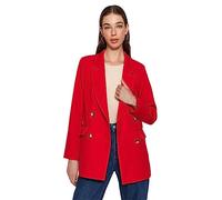 Trendyol Donna Dritto Manica Lunga Oversize Giacca Blazer, Rosso Scuro, 46