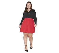 Trendyol Donna Mini A-Line Pieghe Tessuto Plus Size Gonna Pantalone, Rosso, 74