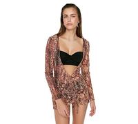 Trendyol Donna Mini Abito Aderente in Maglia, Marrone, XL