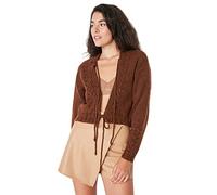 Trendyol Donna Regular Standard Scollo a V Maglieria Cardigan Maglione, Marrone