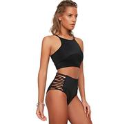 Trendyol Donna Trotter Normale Vita Alta Bikini Bottom Costumi da Bagno, Nero, 0