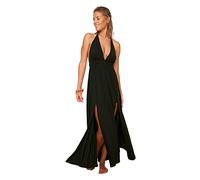 Trendyol Donna Vestito Tessuto Maxi Basic vestibilità Rilassata, Nero, S
