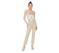 Trendyol Donna Vita Normale Sigaretta Pantaloni, Beige, 72