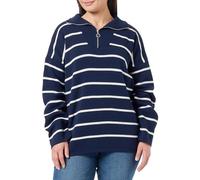 Trendyol Donne A Righe Maniche Lunghe Taglie Forti Maglione Felpa, Blu Navy, L Donna