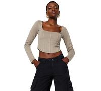 Trendyol Donne Dritto Maniche Lunghe Blouse, Pietra, XS Donna