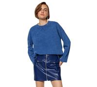 Trendyol Donne Dritto Maniche Lunghe Rilassato Magliette T-Shirt, Indaco, XL Donna