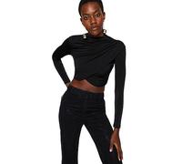 Trendyol Donne Dritto Maniche Lunghe Sottile La Cam Blouse, Nero, XS Donna