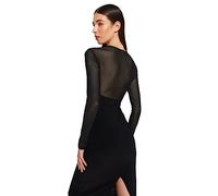 Trendyol Donne Dritto Midi Maniche Lunghe Giorno Notte Abito Sottile NAN, Nero, XS Donna