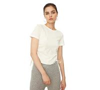 Trendyol Ekru Shirred Basic-Maglietta a Maglia T-Shirt, Natur, S Donna