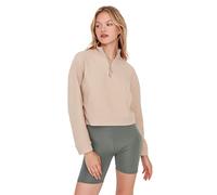 Trendyol Felpa Aderente da Donna con Colletto in Piedi, Cammello, XS