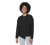 Trendyol Felpa Asimmetrica Girocollo Maglia di Tuta, Nero, XS Donna