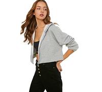 TRENDYOL Felpa con Cappuccio da Donna a Maglia, Grigio., S