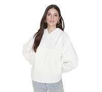 Trendyol Felpa con Cappuccio Tinta Unita Maglia di Tuta, Ecru, M Donna
